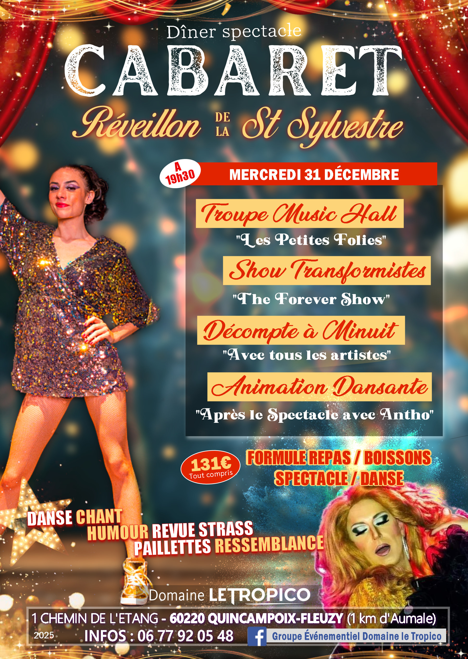 DÎNER SPECTACLE CABARET SPÉCIAL : JOUR DE L'AN