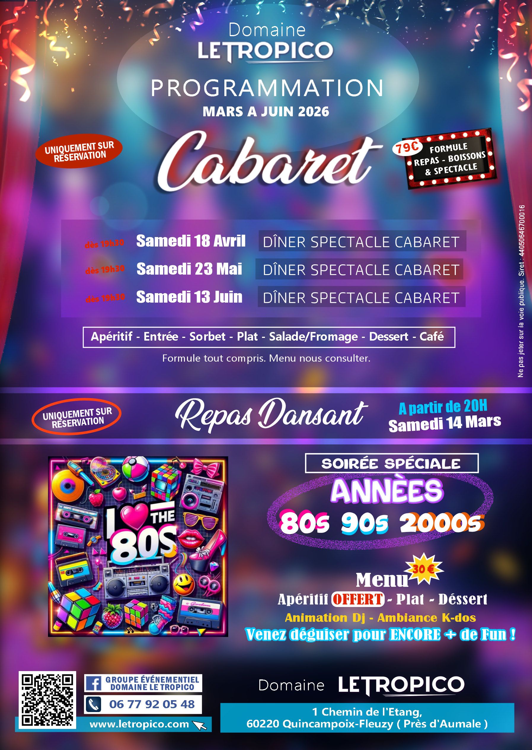 PROGRAMMATION CABARET & REPAS DANSANT