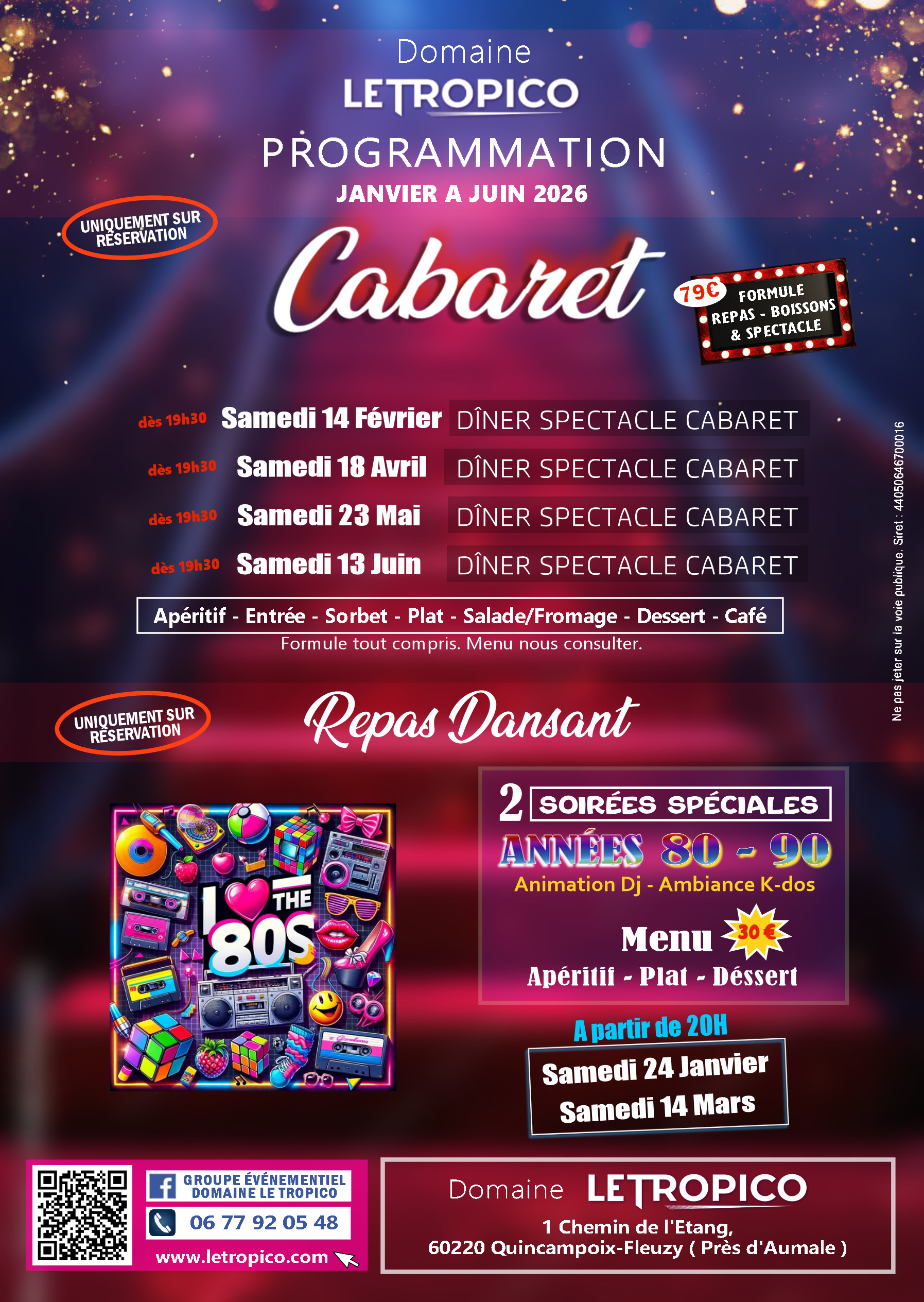 PROGRAMMATION CABARET & REPAS DANSANT
